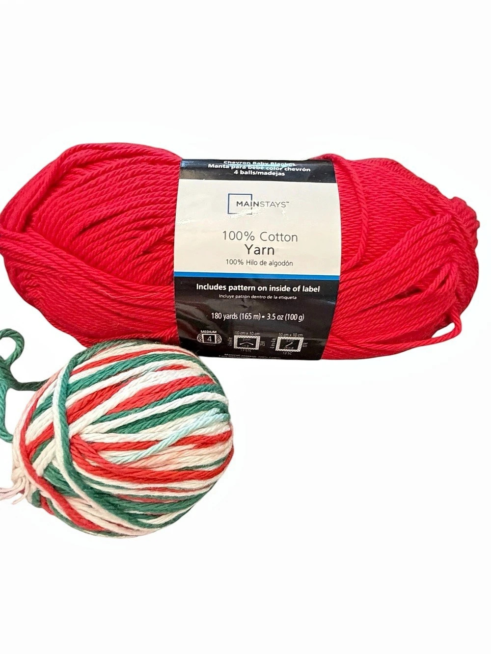 Mixed Lot Of 2 Yarn Skeins Gently Used Christmas Colorway Crochet Knit Festive